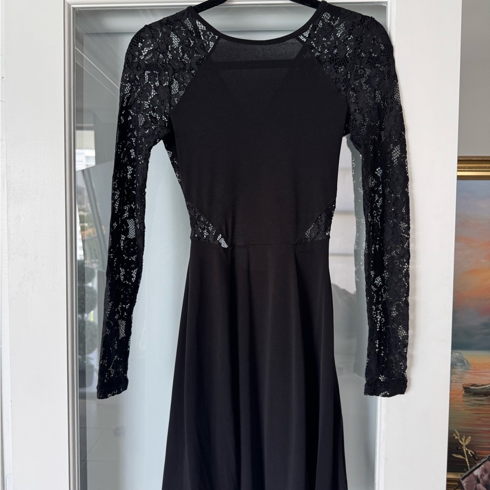 H&M Elegant Black Dress with Lace Detail